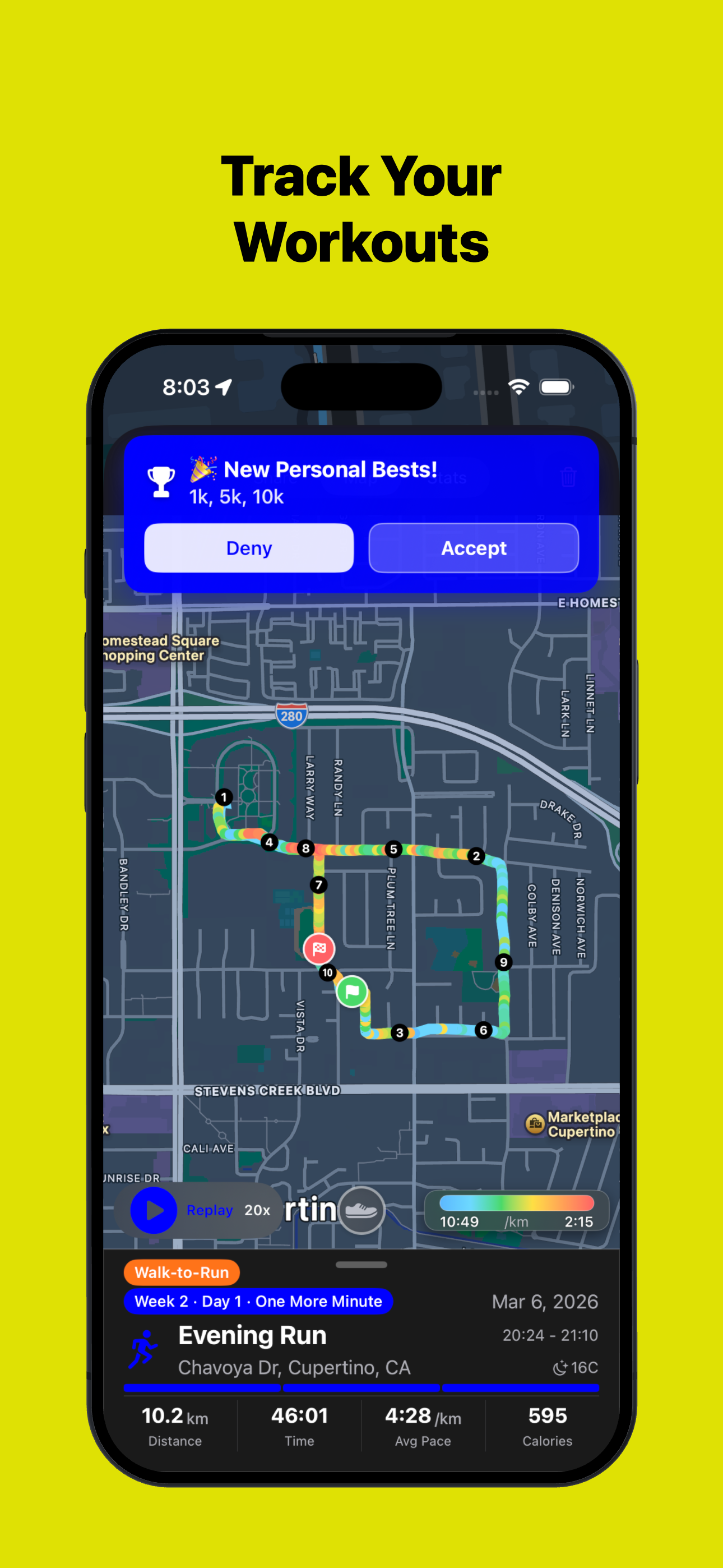 TempoRun — Workout details with charts